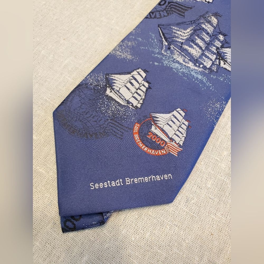Y2K Men's Neck Tie Pier 10 Nautical Seestadt Bremerhaven Old Ship Sailing Tie